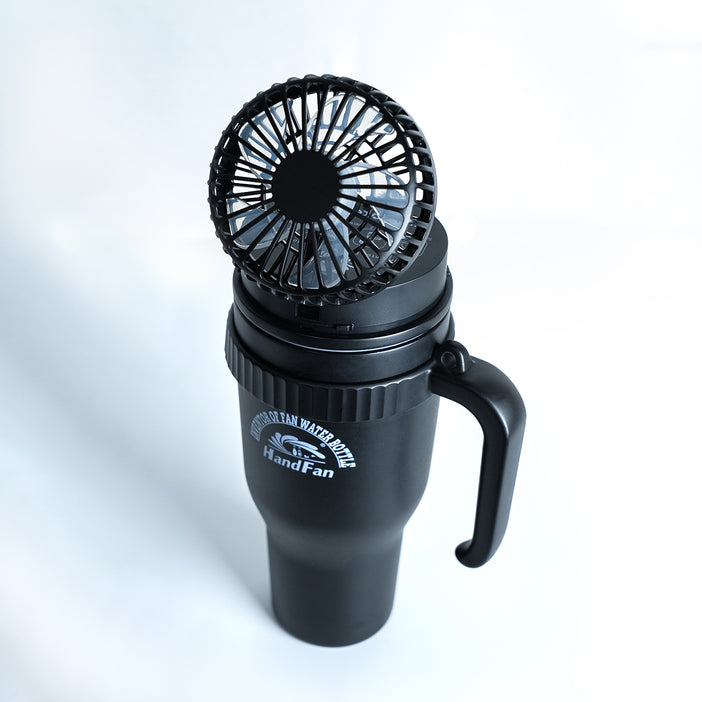 40 OZ HandFan Tumb M40 Bottle - A cool vacuum water bottle with 5000 mAh fan, straw, widely back strap which is convenient for children's amusement park, concert, crowded restaurant, car, climbing, running, sports field, classroom, gym etc.
