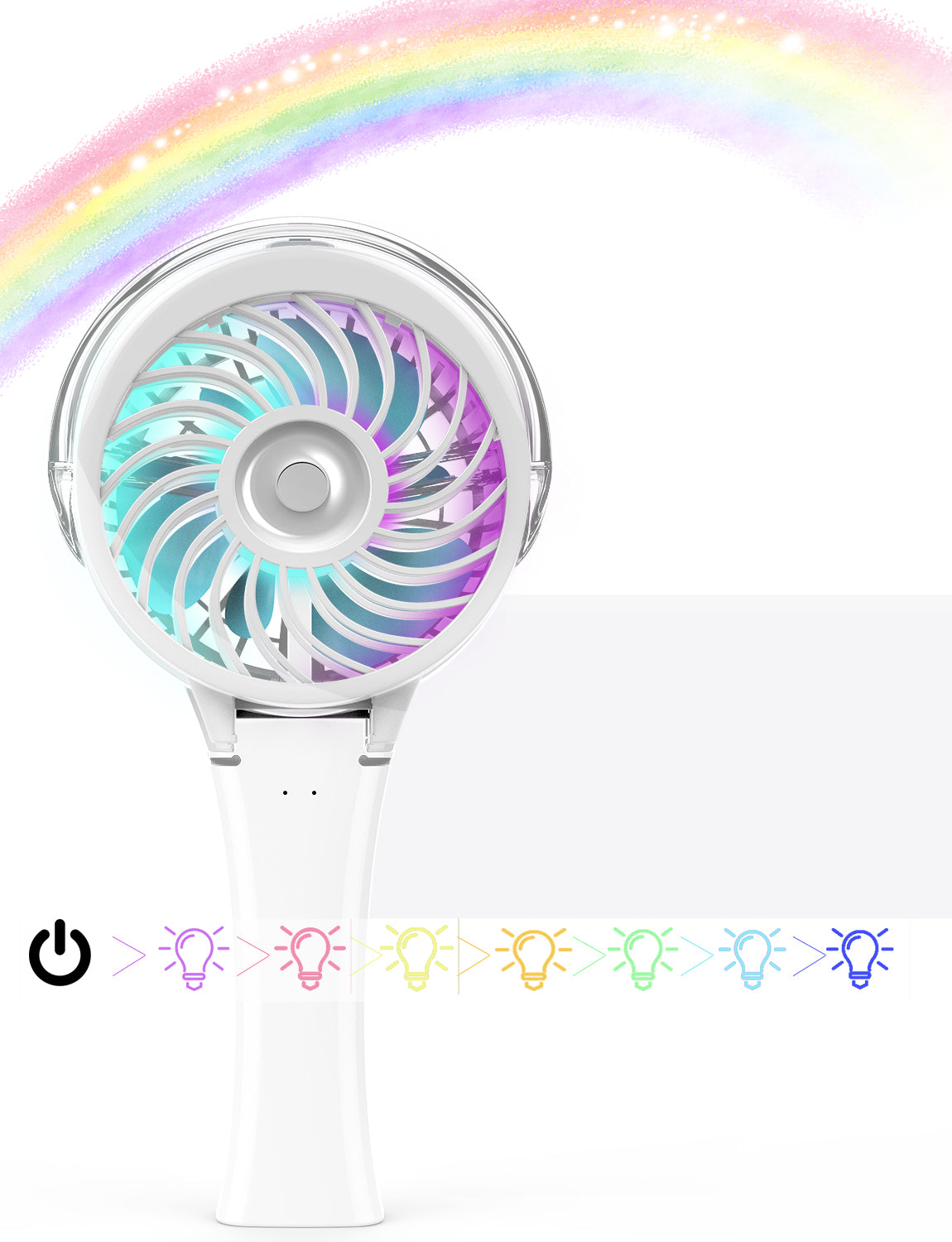 Colorful handheld fan with spray hydration function