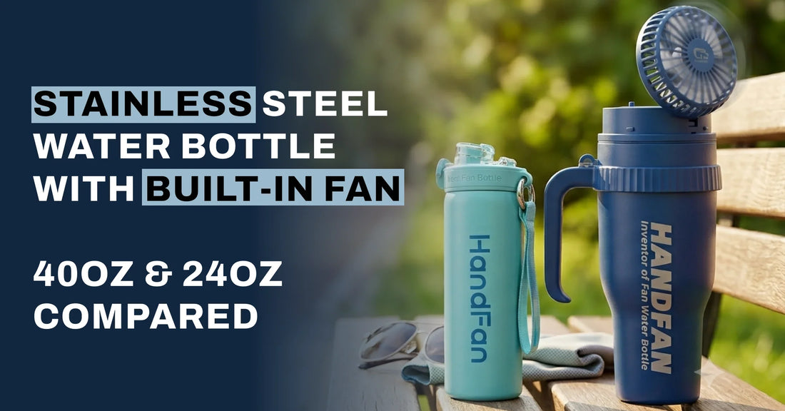 Stainless Steel Water Bottle with a Built-In Fan