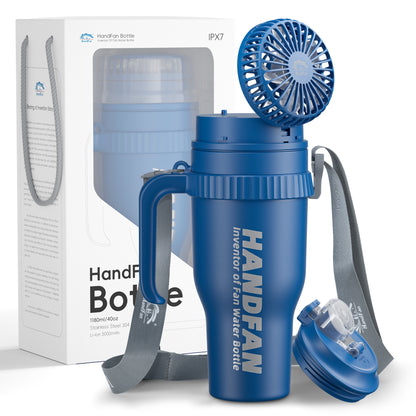 40 OZ Water Bottle Fan - HandFan Tumbler BM440 With Straw & Fan