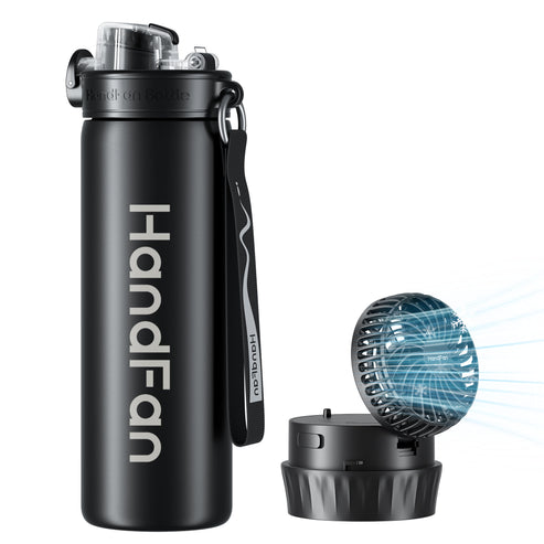 HandFan 24oz workout water bottle in Black — best gym drink bottle for a clean, minimal look