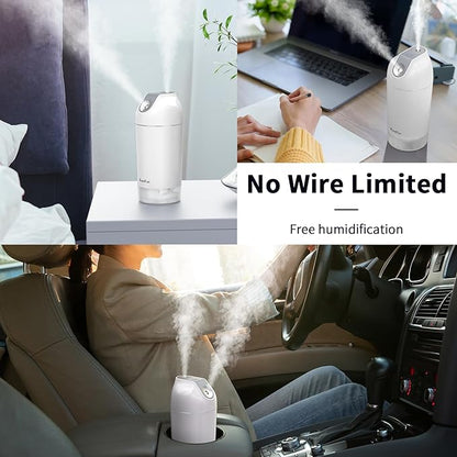 HandFan Small Humidifier, 500ml Portable Mini Humidifier Rechargeable, Battery Operated Wireless Personal Humidifier