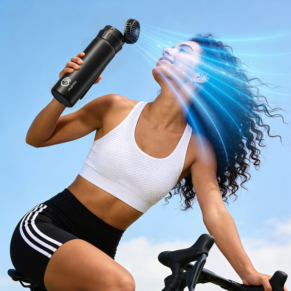 HandFan 24oz stainless steel workout water bottle all three colors