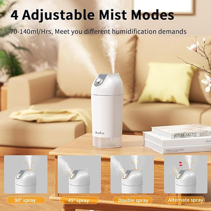 HandFan Small Humidifier, 500ml Portable Mini Humidifier Rechargeable, Battery Operated Wireless Personal Humidifier