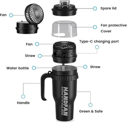 Borraccia da 40 once con ventilatore - HandFan Tumbler BM440 con cannuccia e ventilatore