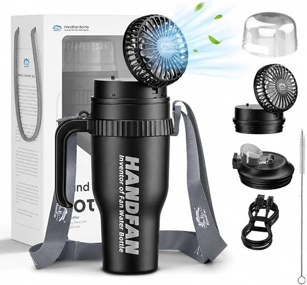40 OZ Water Bottle Fan - HandFan Tumbler BM440 With Straw & Fan