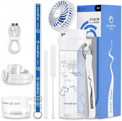 20oz Kids Water Bottle with Fan – Rechargeable Cooling Water Bottle for Kids