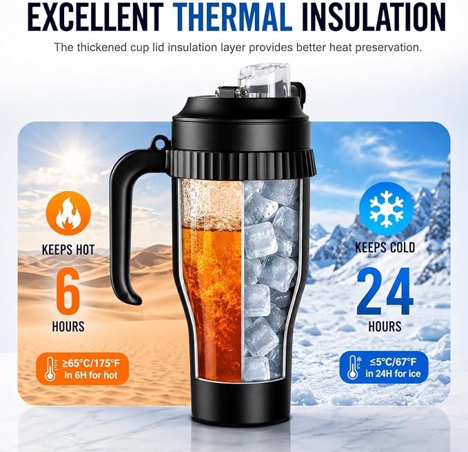 Borraccia da 40 once con ventilatore - HandFan Tumbler BM440 con cannuccia e ventilatore