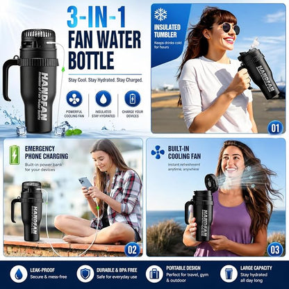 Borraccia da 40 once con ventilatore - HandFan Tumbler BM440 con cannuccia e ventilatore