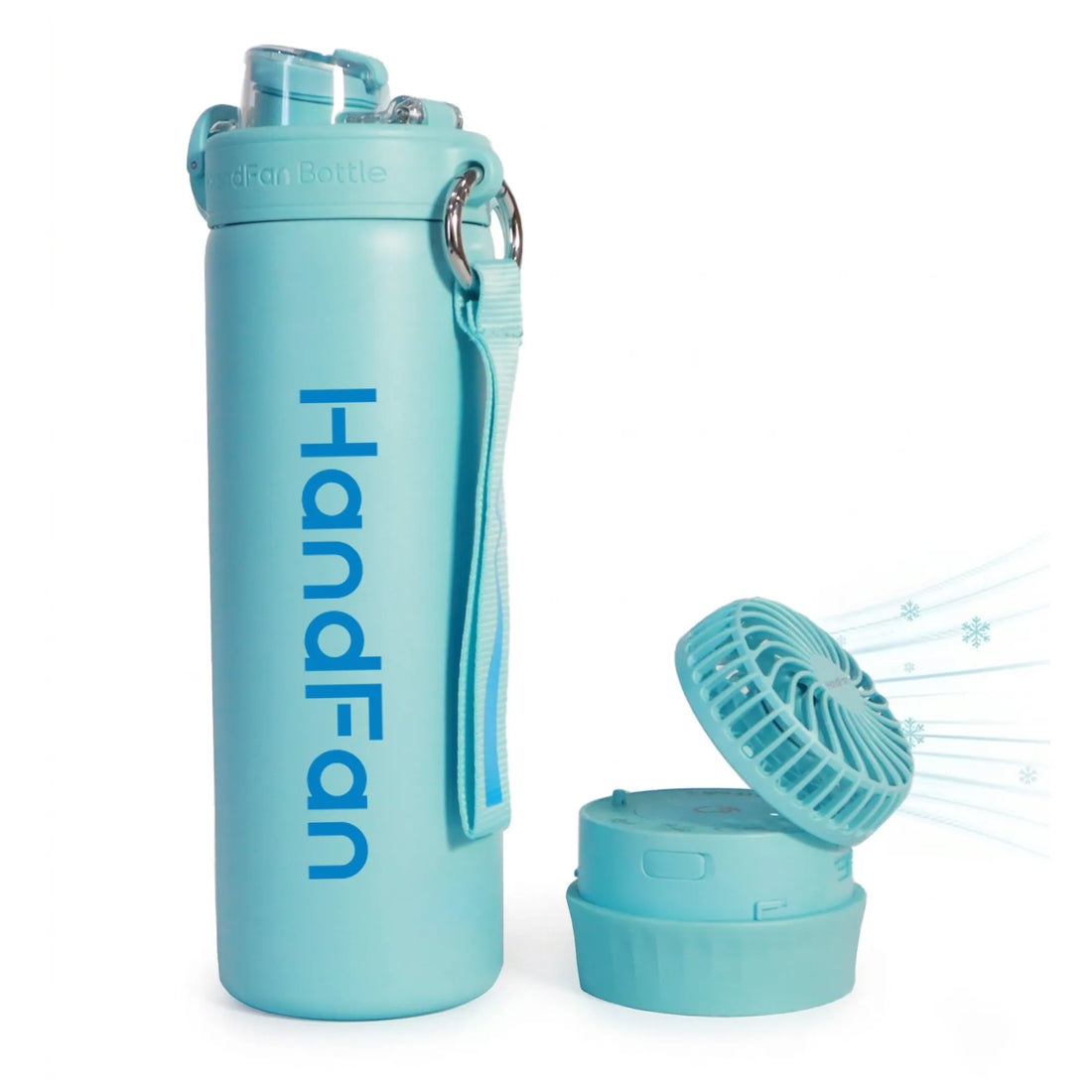 HandFan 24oz stainless handheld fan bottle Blue — best water bottle active carry