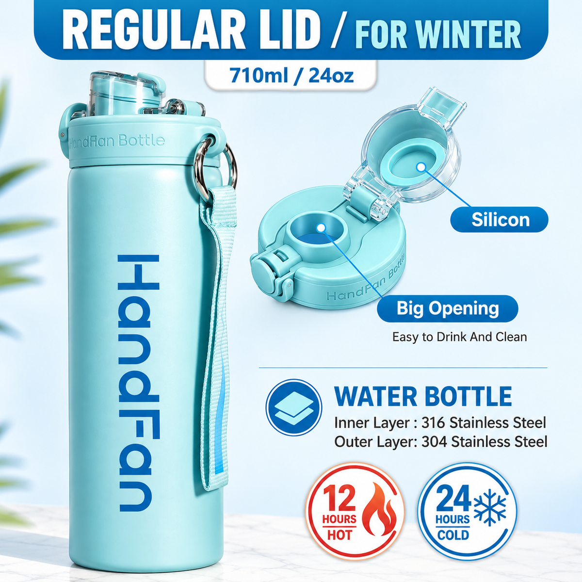 24oz Stainless steel water bottle – Insulated Cooling Bottle