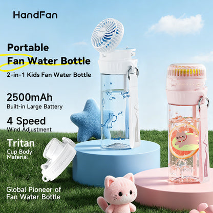 20oz Kids Water Bottle with Fan – Rechargeable Cooling Water Bottle for Kids