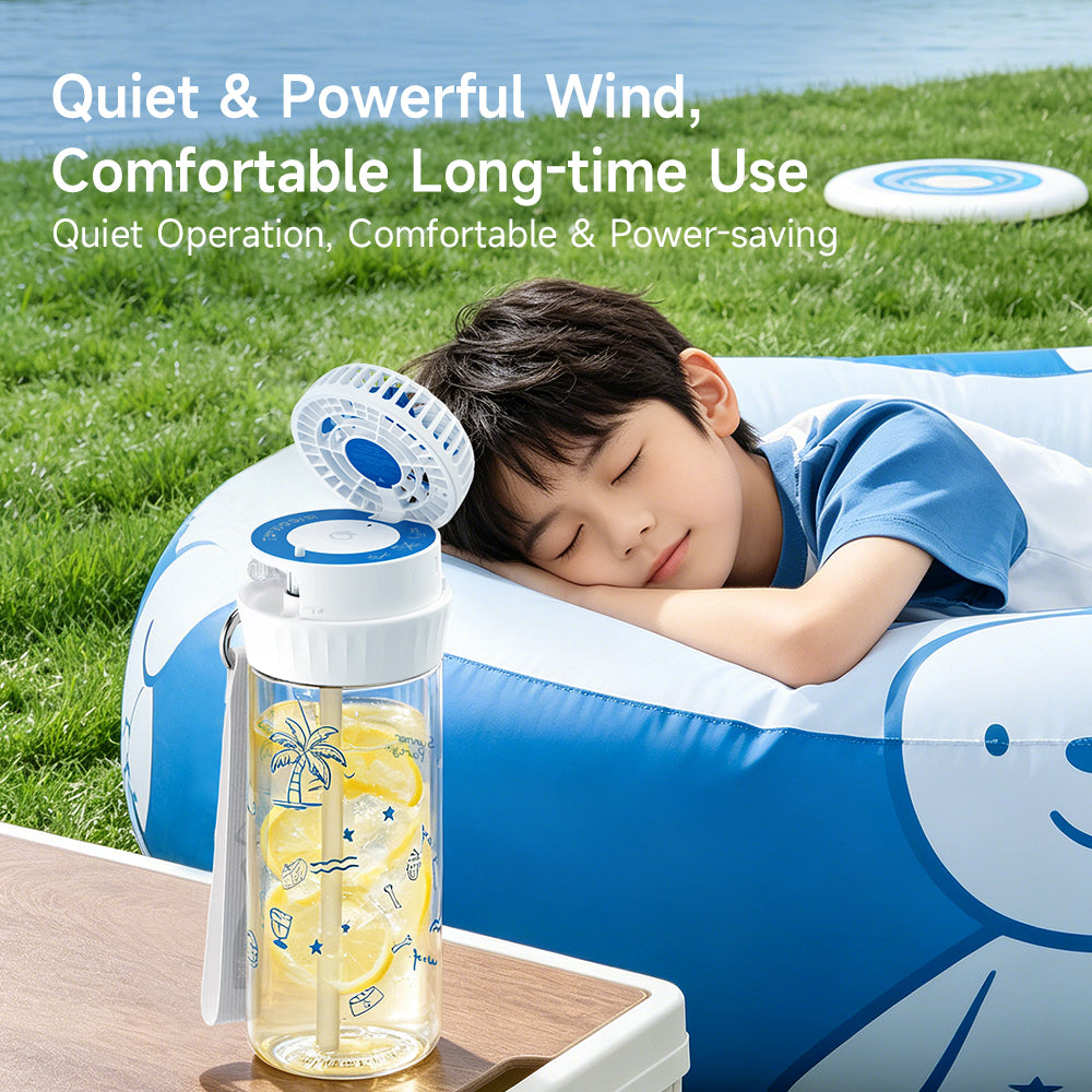 20oz Kids Water Bottle with Fan – Rechargeable Cooling Water Bottle for Kids