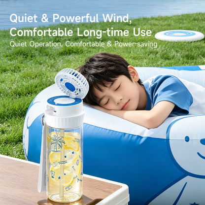 20oz Kids Water Bottle with Fan – Rechargeable Cooling Water Bottle for Kids