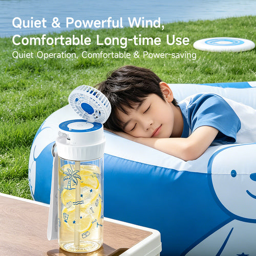 HandFan kids Tritan water bottle with fan — 600ml tritan water bottle for kids school