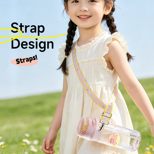 HandFan kids water bottle in use — water bottles for kids at school and outdoor play