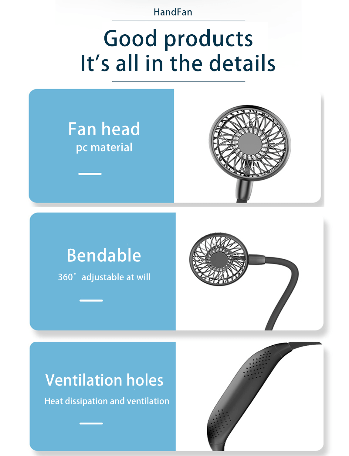 Hanging neck fan with 6 speeds