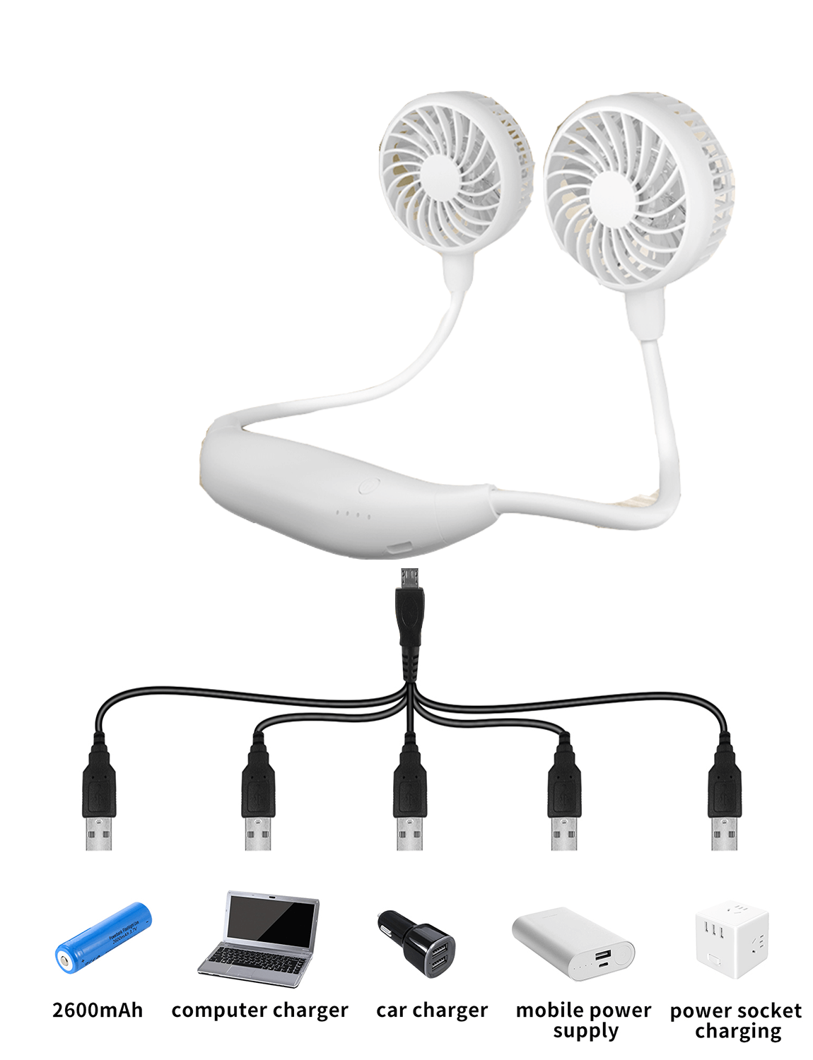 Hanging neck fan with 6 speeds