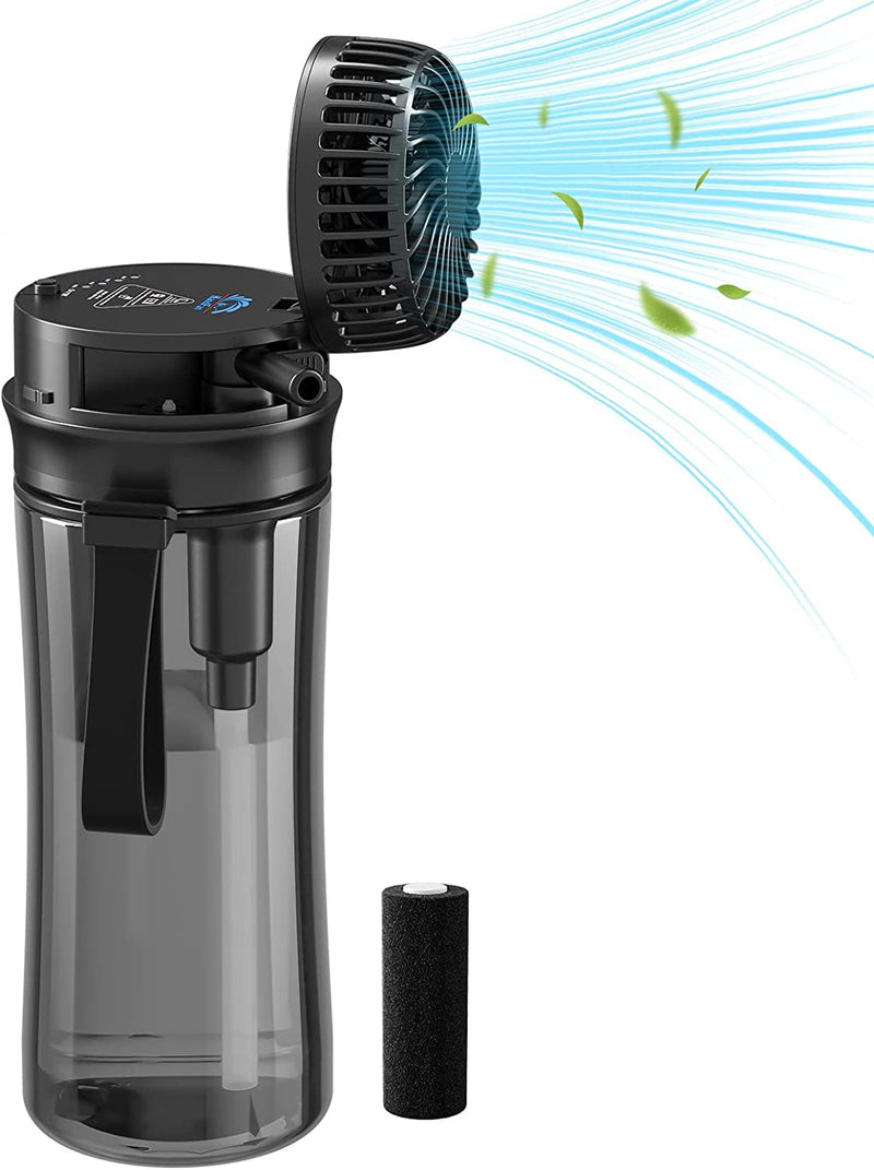 HandFan 20oz gym water bottle with carbon filter and waterproof fan