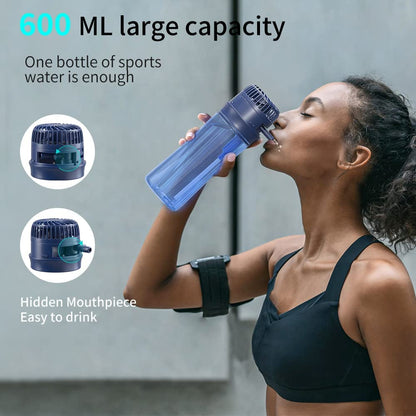 HandFan 20oz Water Bottle with Water-Proof Fan and Carbon Filter