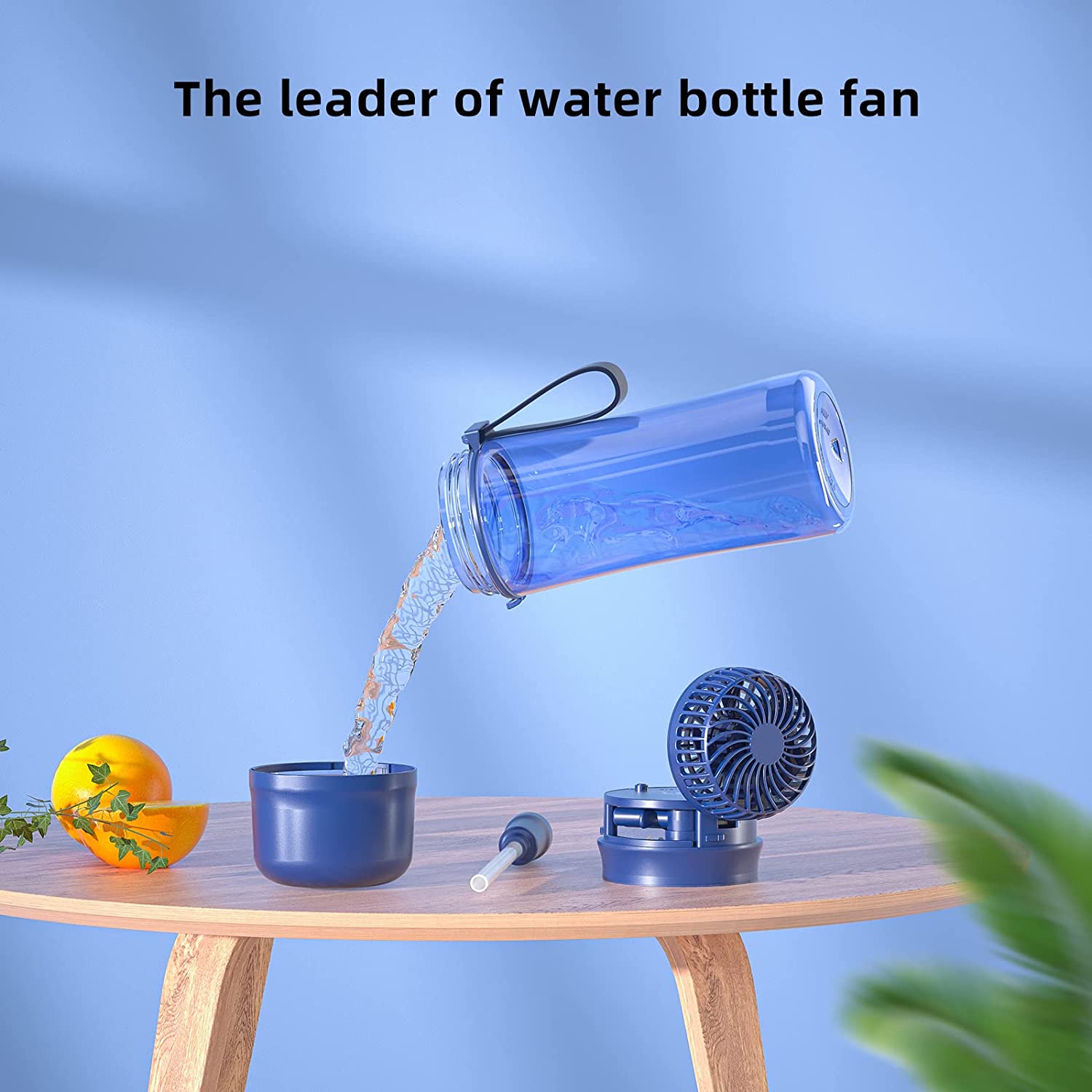 HandFan 20oz Water Bottle with Water-Proof Fan and Carbon Filter
